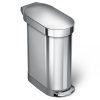 simplehuman 45 Liter / 12 Gallon Stainless Steel Slim Kitchen Step Can
