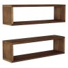 MyGift Natural Wood Finish Wood Wall Mounted 24-Inch Floating Shelf