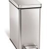 simplehuman 10 Liter / 2.6 Gallon Stainless Steel Bathroom Slim Profile Trash Can