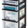 IRIS 4-Drawer Rolling Storage Cart with Organizer Top