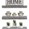 Sorbus Floating Shelf Set - Rustic Wood Hanging Rectangle Wall Shelves
