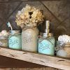 Ball Mason Jar BATHROOM ULTIMATE SET Antique WHITE Tray