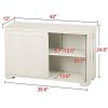 Yaheetech Antique White Sliding Door Buffet Sideboard Stackable Cabinets