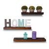 East World Torched Floating Shelves Set of 3 Rustic Wood Wall Shelf