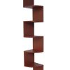 CORNER WALL SHELVES Stackable 5 Tier Oak Zig Zag Cherry