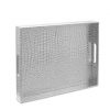 Stunning Glossy Silver Rectangle 18''X14'' Alligotor Croc Decorative Ottoman Coffee