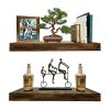 Rustic Floating Shelves (Solid Wood) - Natural Grain, Farmhouse Distressed