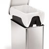 simplehuman 10 Liter / 2.6 Gallon Stainless Steel Bathroom Slim Profile Trash Can