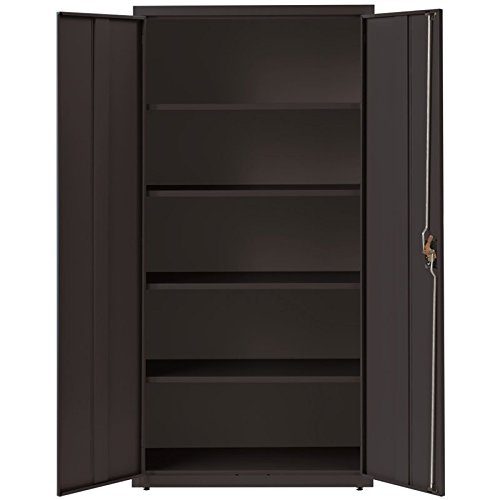 5-Shelf Steel Storage Cabinet in Black - Secure Office and Home Storage Solution with Adjustable Shelves