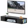 FITUEYES Black Wall Mounted Media Console Floating TV