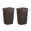 Suncast 30 Gallon Resin Wicker Decorative Outdoor Trash Hideaway