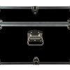 C&N Footlockers Happy Camper Storage Trunk - Summer Camp Chest - Durable with Lid Stay - 32 x 18 x 13.5 Inches (Black)