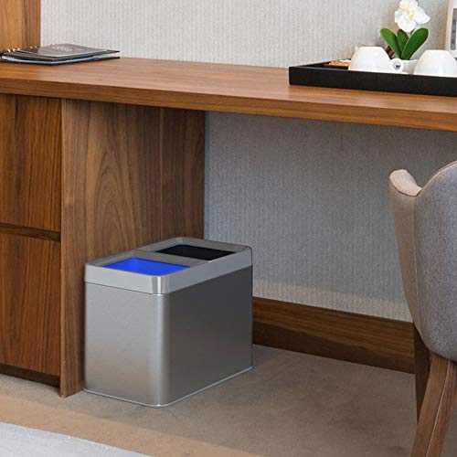 iTouchless Dual Compartment Slim Open Top Waste Bin for Trash Can