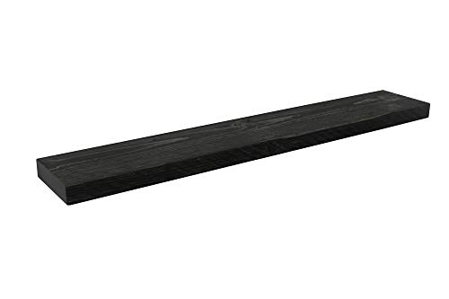Joel's Antiques, Basic Black, 72" x 8" Deep x 2" Thick, Rustic Floating Mantel