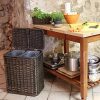 The Basket Lady Divided Wicker Recycling Basket with Removable Metal Liner