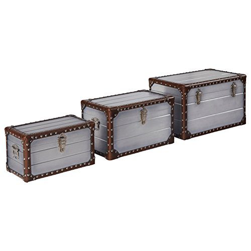 Stone & Beam Mid-Century Modern Storage Trunk with Leather Nailhead Trim