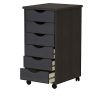 ADEPTUS 6 Drawer Roll Cart Solid Wood, Black