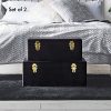 Beautify Black Velvet Decorative Storage Trunk Set with Brass Clasps