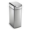 simplehuman 40 Liter / 10.6 Gallon Stainless Steel Slim Touch-Bar Kitchen Trash Can