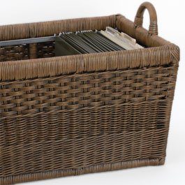 The Basket Lady Lift-Off Lid Wicker Storage Basket, Medium