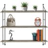 Sorbus Floating Shelf with Metal Brackets - Wall Mounted Rustic Wood Wall