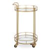 Kate and Laurel Deveaux 2 Shelf Modern-Glam Round Metal and Mirror Rolling