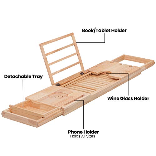 MOMONI Premium Luxury Wood Bathtub Caddy Tray
