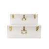 Zanzer White Trunks Set of 2 - Vintage Style Storage w/Gold Finish Handles