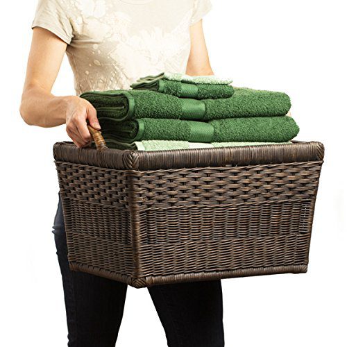 The Basket Lady Lift-Off Lid Wicker Storage Basket, Medium
