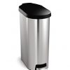 simplehuman 45 Liter / 12 Gallon Slim Step Trash Can, Brushed Stainless Steel