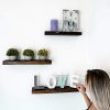 East World Torched Floating Shelves Set of 3 Rustic Wood Wall Shelf