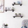 MyGift Urban Rustic Wall-Mounted Torched Wood Floating Shelves