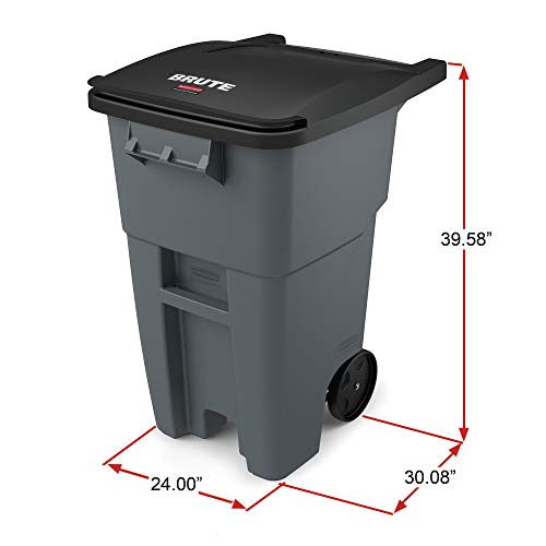 Heavy-Duty 50-Gallon Rubbermaid BRUTE Rollout Trash Can with Durable Wheels for Easy Mobility