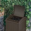 Suncast Trash Hideaway Outdoor Patio 33 Gallon Garbage Waste Trash Can Bin