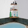 Corner Shelves Set of 3(11.8inch,9.8 inch,7.8 inch),Radial Round Edging Bamboo