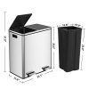 Dual Compartment 60L Stainless Steel Step Trash Can - Efficient Recycling & Waste Solution
