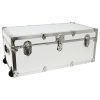 Seward Trunk Footlocker Trunk with Nickel Trim, White