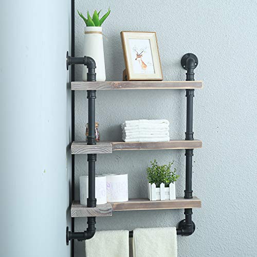 MBQQ 3-Tier Industrial Pipe Shelf,Rustic Corner Shelves