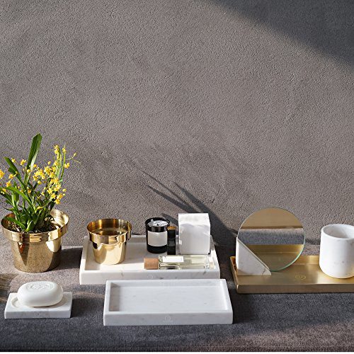 MEDA BLOOMS White Rectangular Marble Tabletop Tray