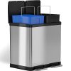 iTouchless 16 Gallon Dual Step Trash Can & Recycle, Stainless Steel