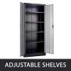Steel Storage Cabinet 71" Tall, Lockable Doors and Adjustable Shelves