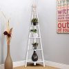 Tangkula 5-Tier Corner Ladder Shelf, Wooden Contemporary Rustic Style Bookshelf