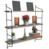 Sorbus Floating Shelf with Metal Brackets - Wall Mounted Rustic Wood Wall