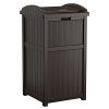 Suncast Trash Hideaway Outdoor Patio 33 Gallon Garbage Waste Trash Can Bin