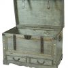 Rustic Gray Large Wooden Storage Trunk Coffee Table
