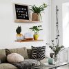 Bamboo Floating Wood Wall Shelves - Set of 2, 16 Inches, Waterproof, Perfect for Living Room, Kitchen, Bathroom, Bedroom, Office, Stylish Decorative Shelf for Books, Plants, and More