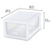 Sterilite Quart/5.7 Liter Stacking Drawer, White Frame with Clear Drawer