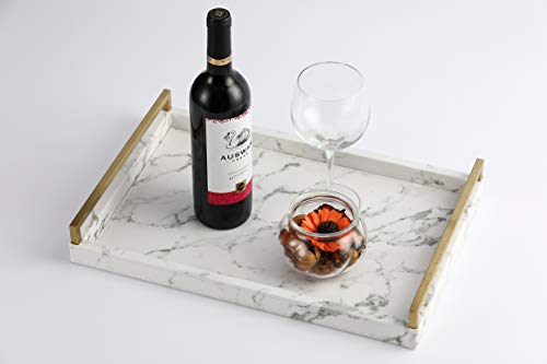 WV Decorative Tray Faux Leather PU Marble Finish