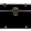 C&N Footlockers Happy Camper Storage Trunk - Summer Camp Chest - Durable with Lid Stay - 32 x 18 x 13.5 Inches (Black)