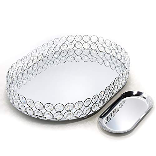 Lindlemann Mirrored Crystal Vanity Tray - Ornate Decorative Tray for Perfume